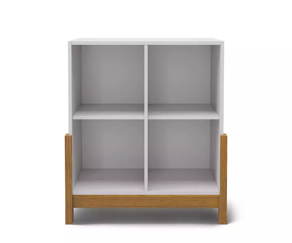 Cube de rangement 4 cases en bois et blanc