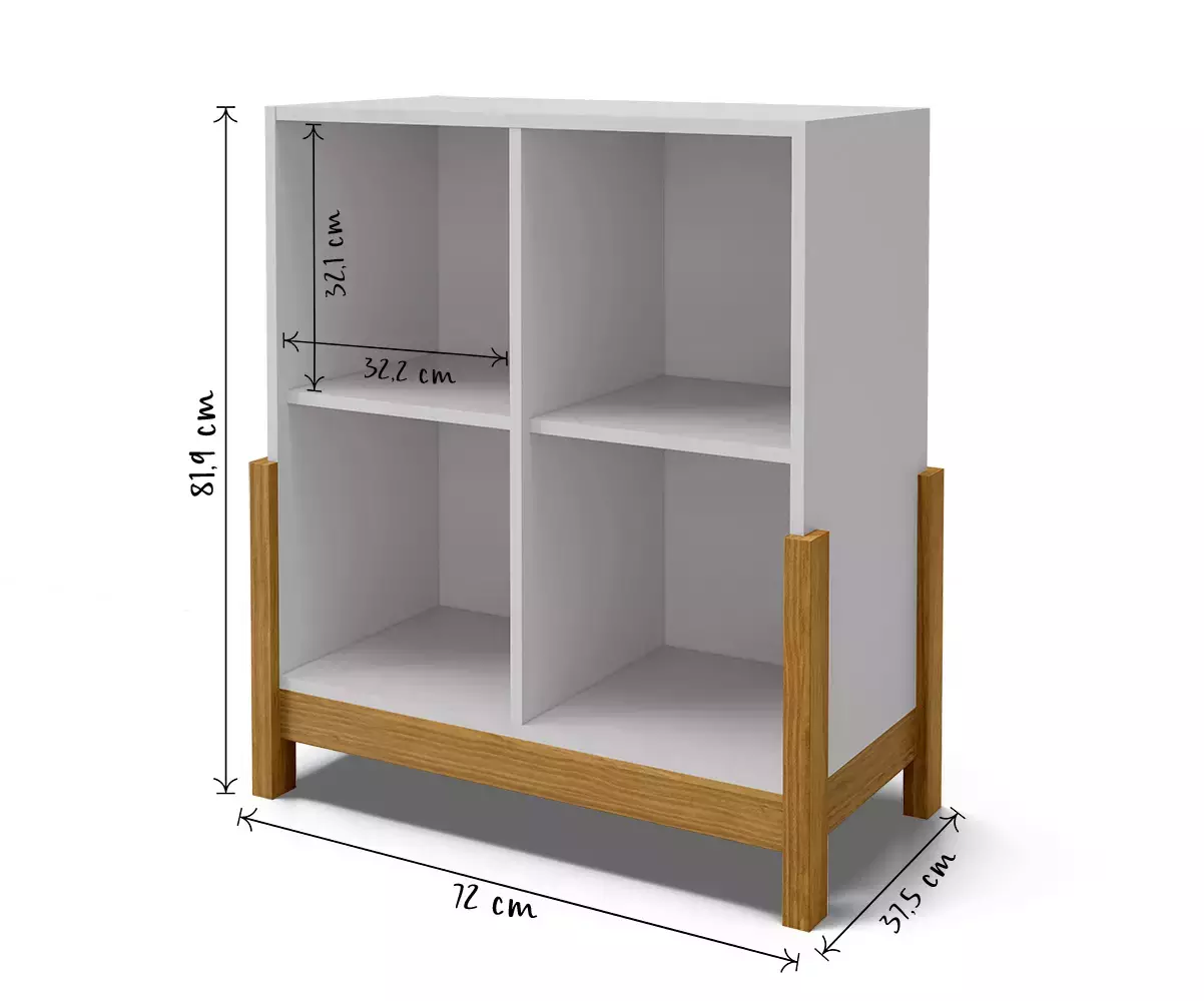 Dimensions du cube de rangement 4 cases