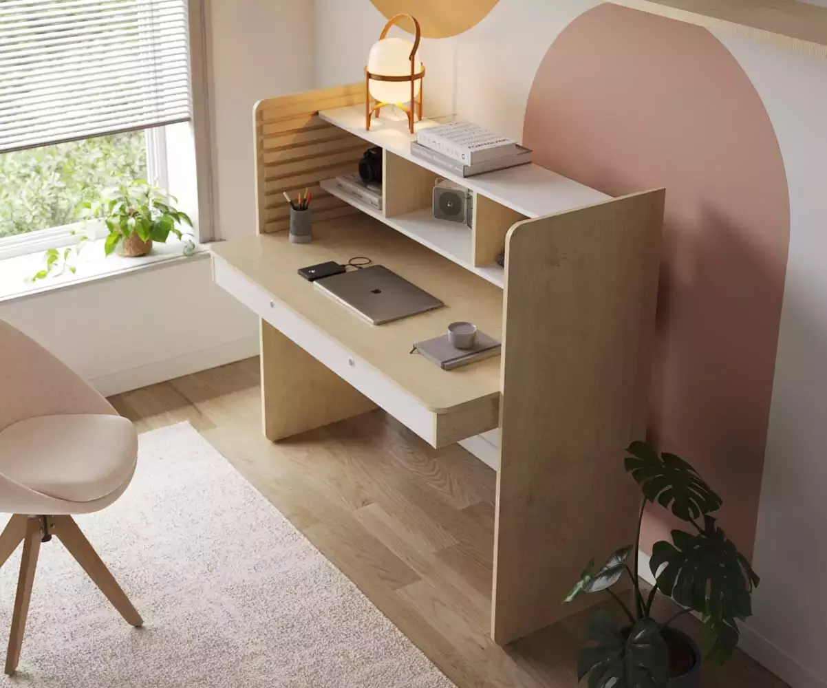 Bureau Duncan pour adulte bois et blanc