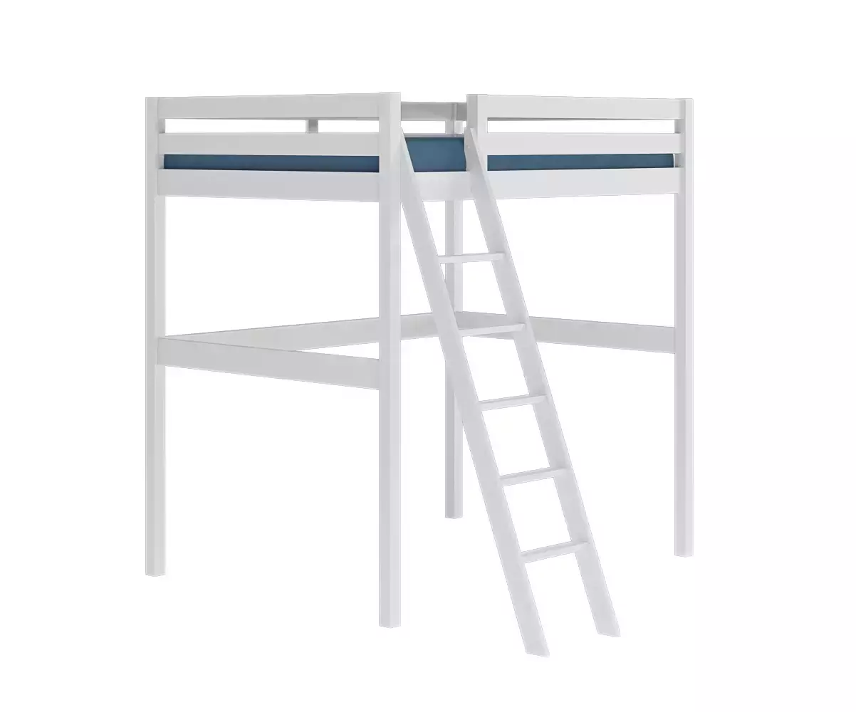 Lit mezzanine Ted en bois massif blanc