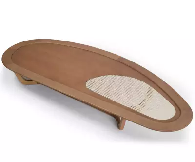 Table basse Semente en tauari massif et cannage