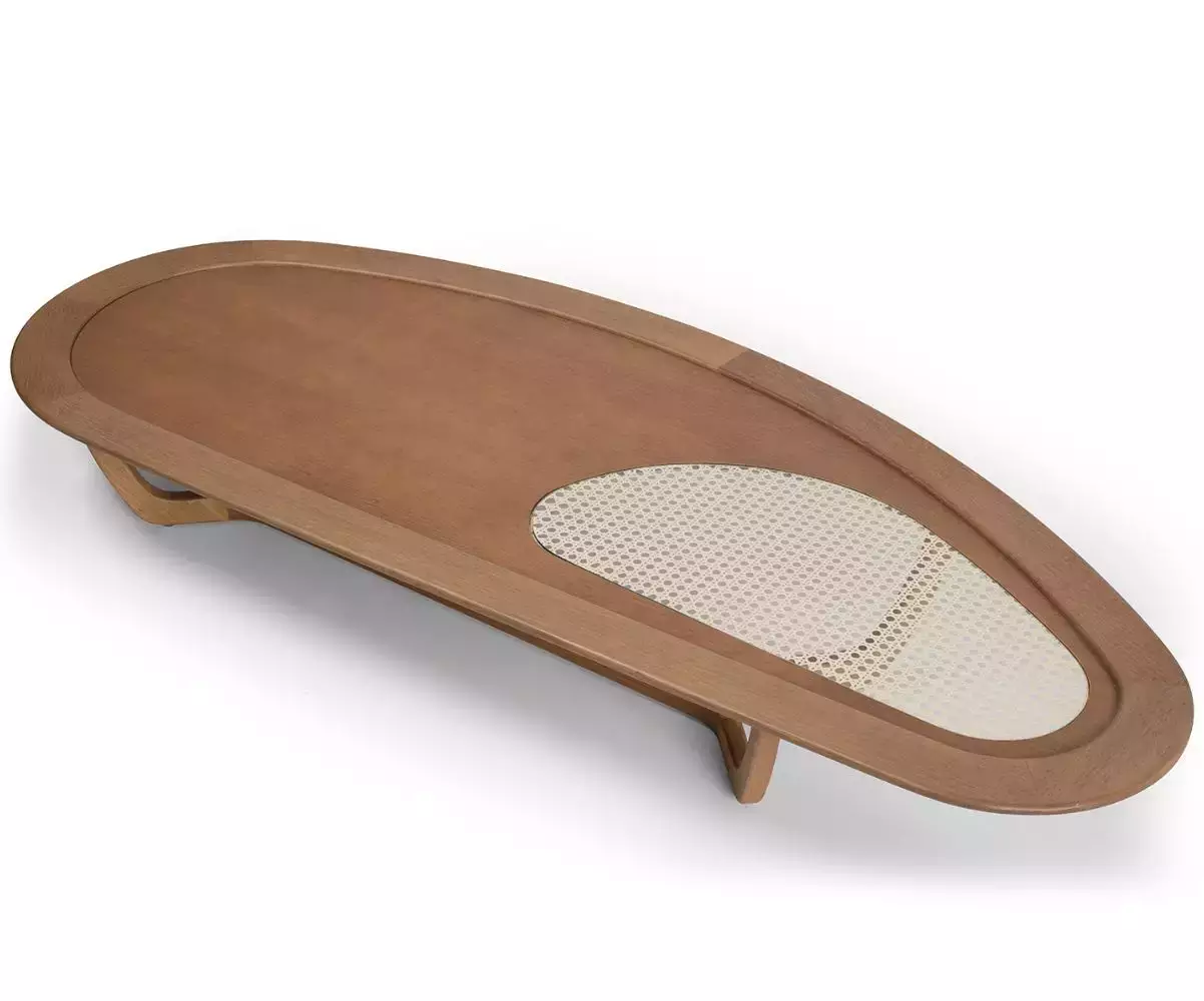 Table basse Semente en tauari massif et cannage