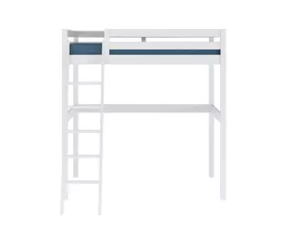Lit deux couchages mezzanine blanc avec matelas