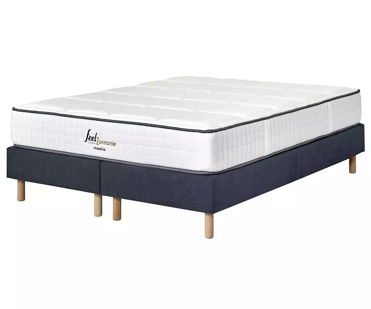 Sommiers tapissiers avec matelas double bleu
