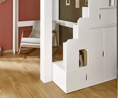 Module escalier avec armoire Milos blanche