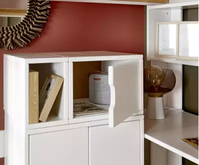 Caisson de rangement 1 porte avec niche blanc