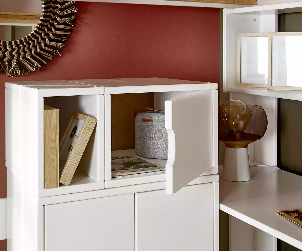 Caisson de rangement 1 porte avec niche blanc