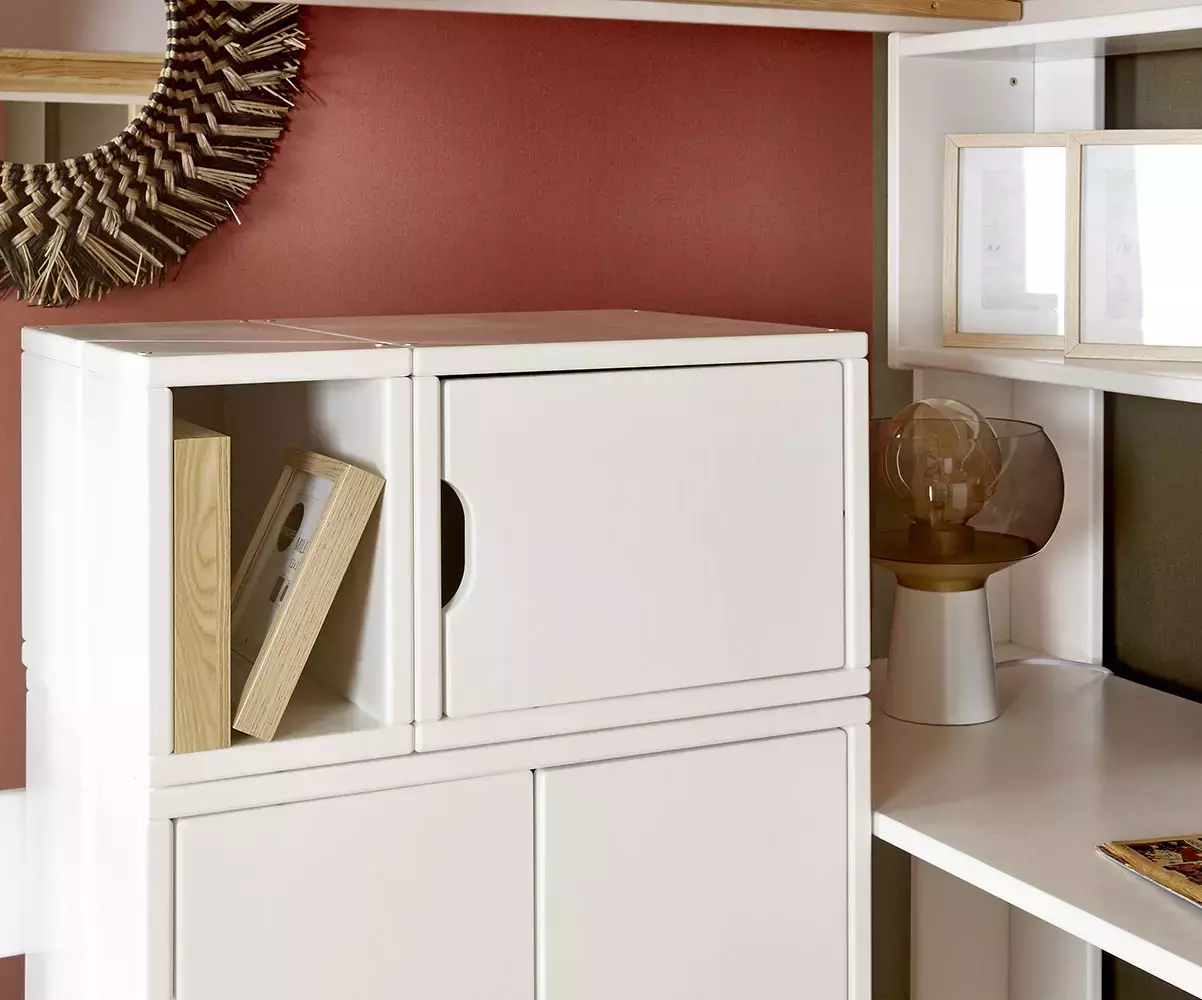 Rangement 1 porte avec niche blanc