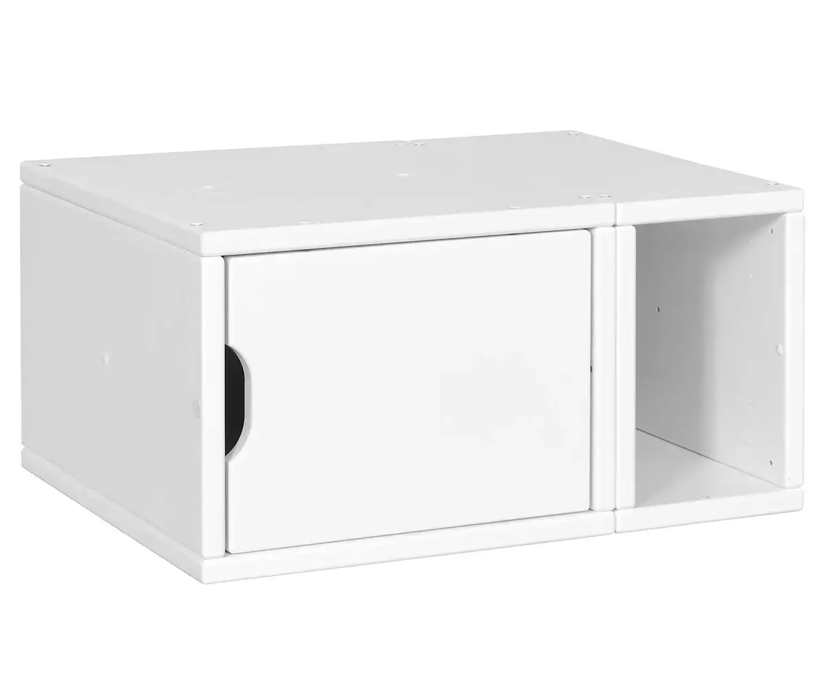 Rangement 1 porte avec niche Milos blanc pour lit mezzanine
