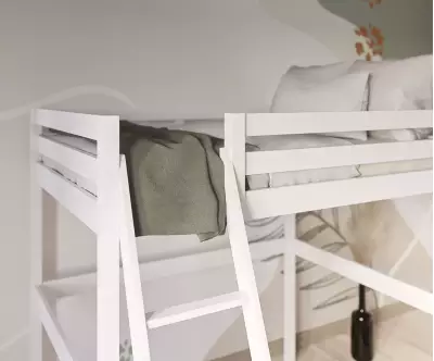 Lit mezzanine Ted deux couchages blanc avec matelas