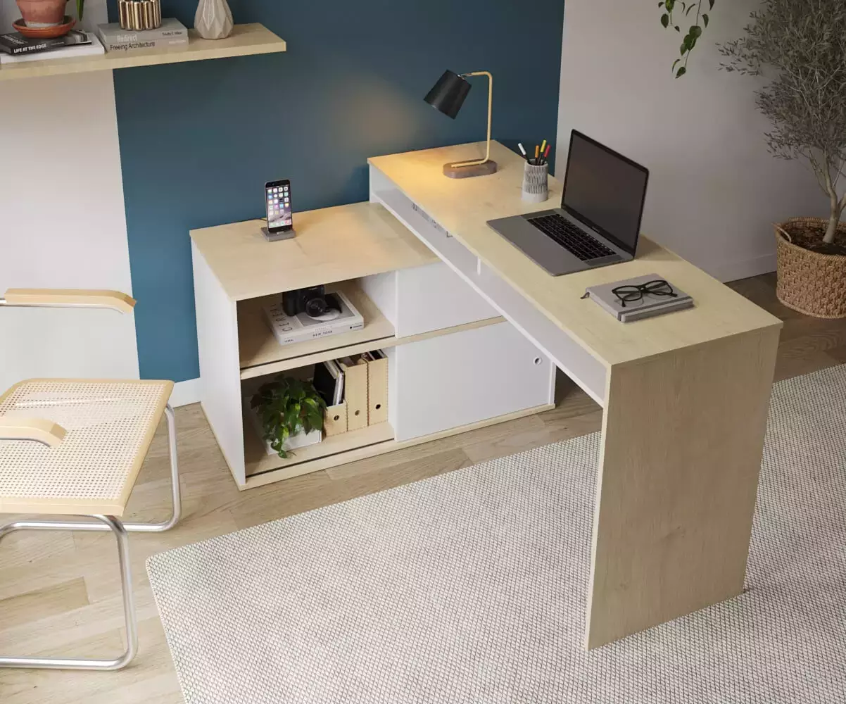 Bureau d'angle Isonoé gauche