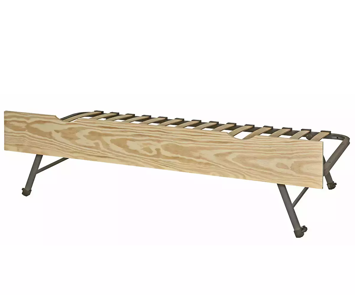 Sommier gigogne brut en bois naturel avec façade en bois massif