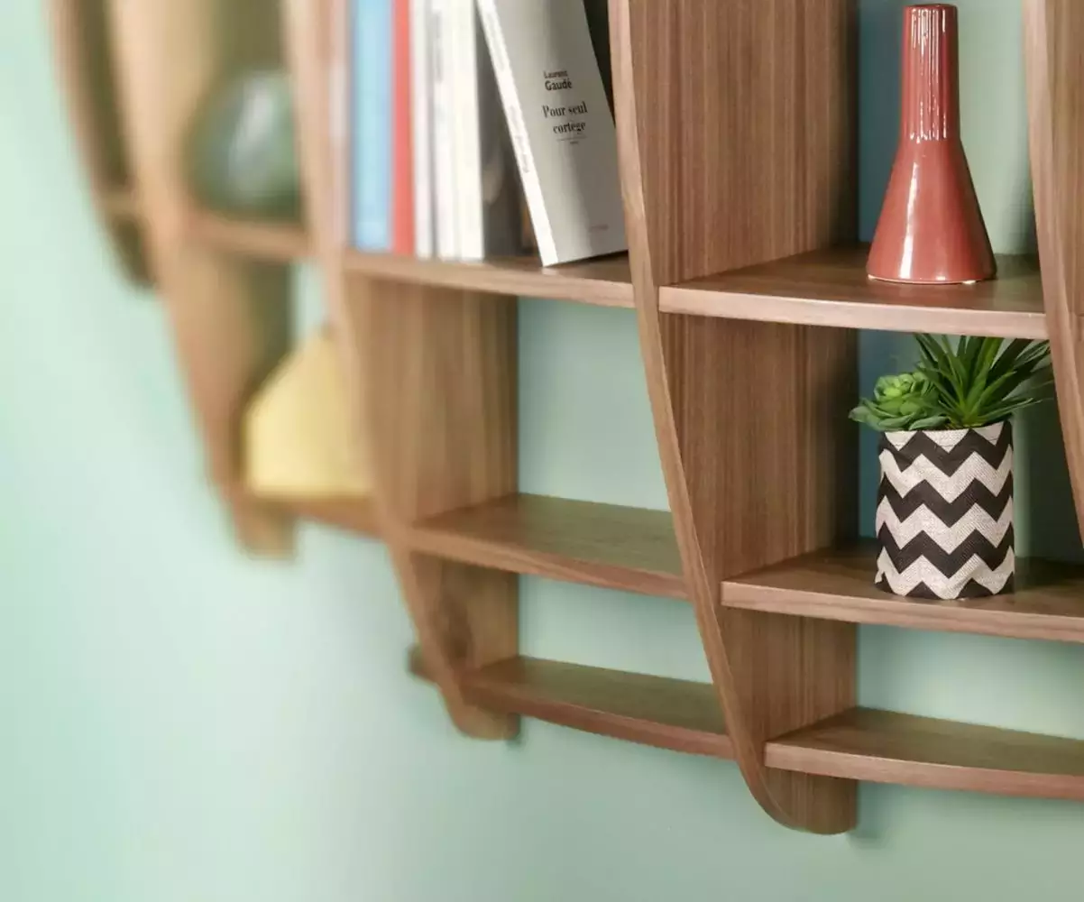 Etagère de rangement Volana en noyer