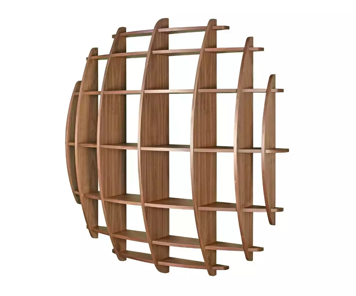 Etagère Volana vue de 3/4 en noyer