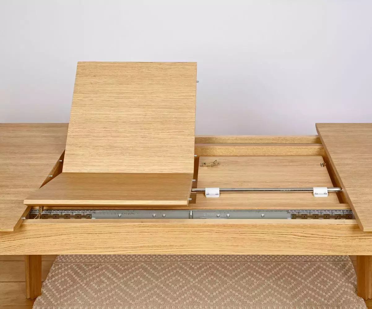 Zoom rallonges table Kutta placage chêne massif