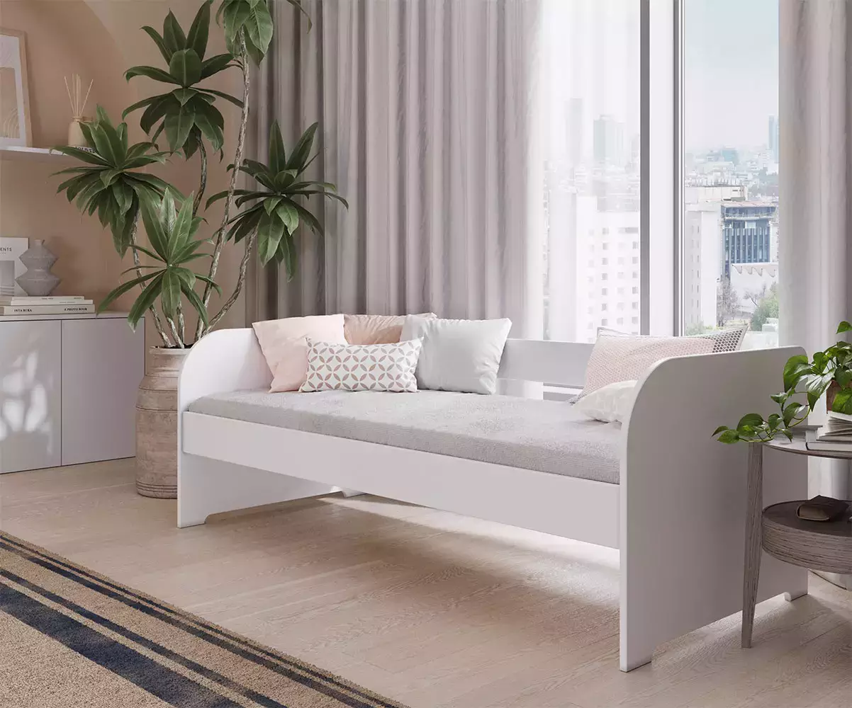 Lit banquette Flocon blanc avec tiroir en option