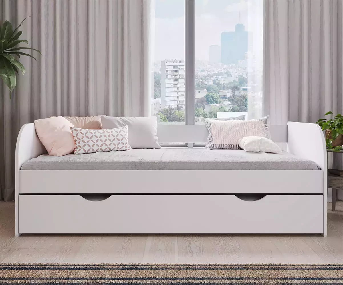 Lit banquette Flocon blanc avec sommier à lattes