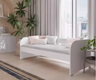 Lit flocon blanc avec matelas et tiroir en option