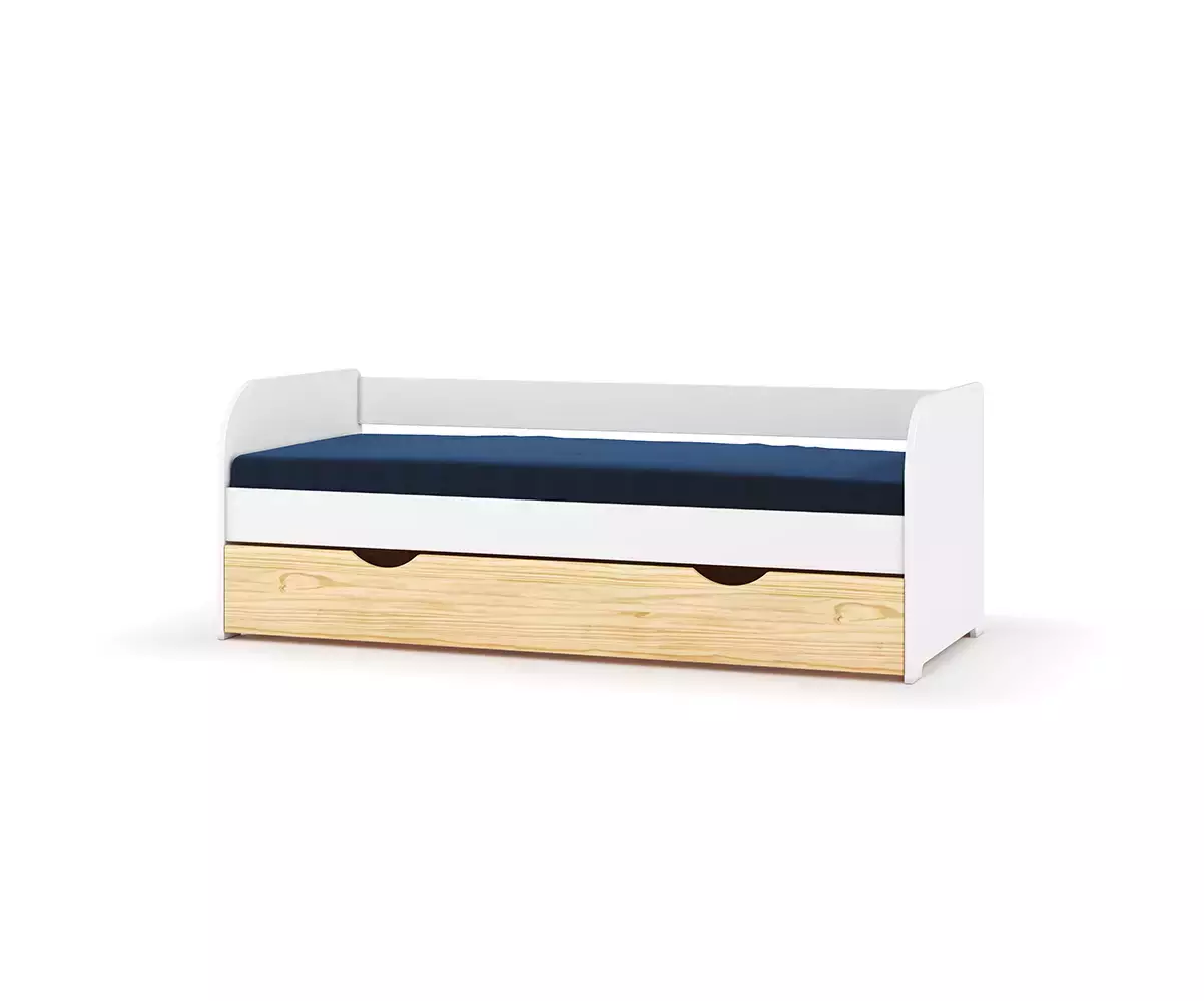 Lit gigogne 2 couchages -  blanc et brut