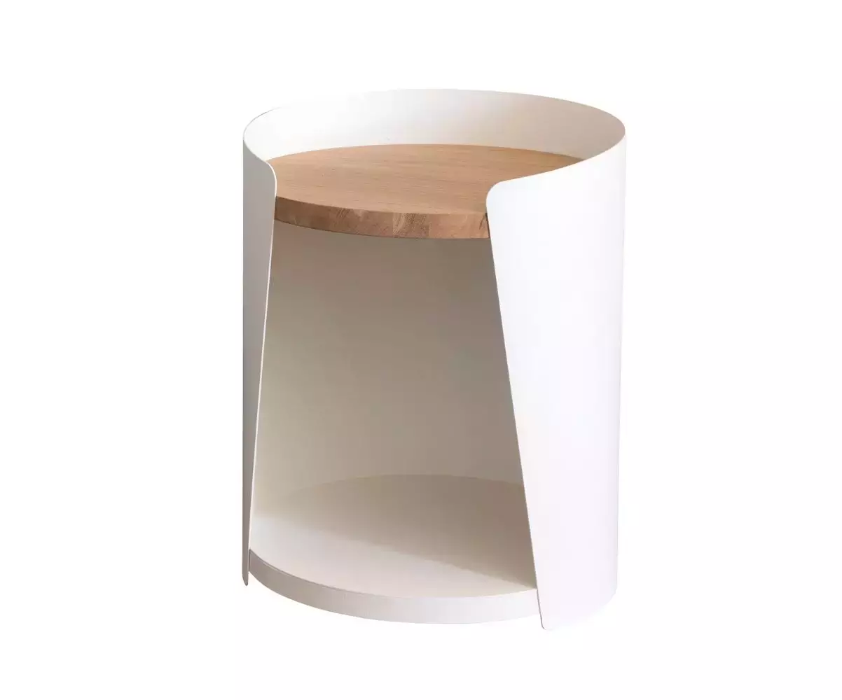 Table de chevet Loft blanc et bois