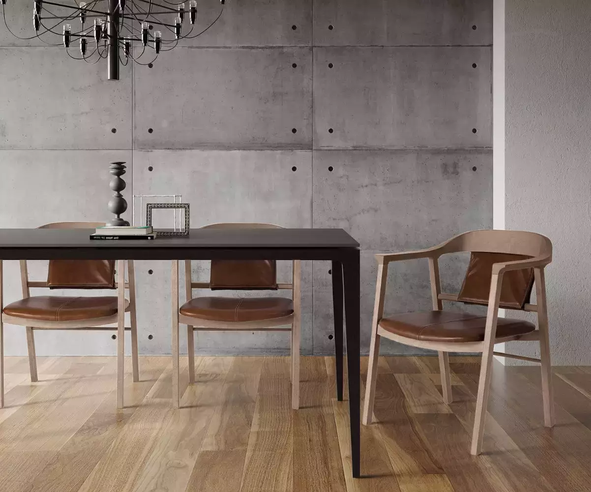 Fauteuil Arquelis cuir et bois
