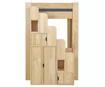 Module escalier bois naturel positionné à gauche