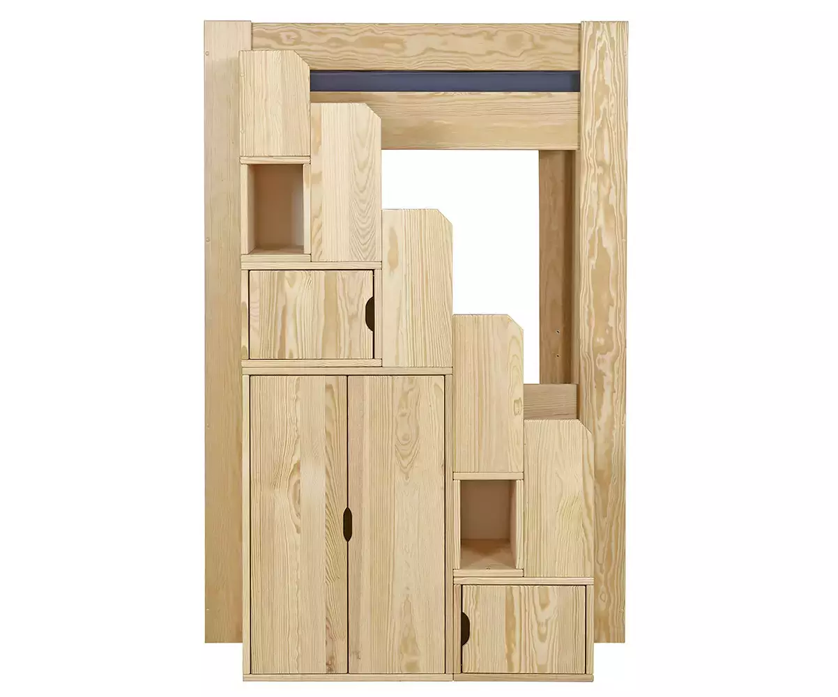 Module escalier bois naturel positionné à gauche