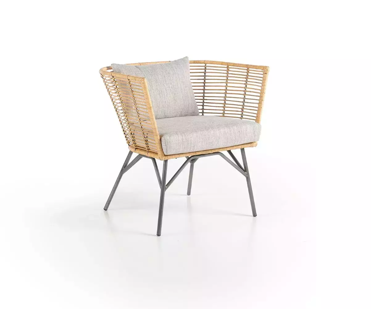 Fauteuil Berta design en rotin pour intérieur et extérieur couvert