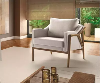 Fauteuil Vicky en tauari massif et tissu