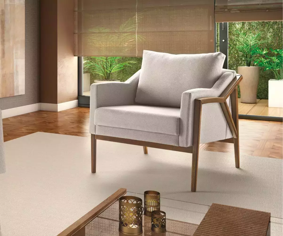 Fauteuil Vicky en tauari massif et tissu
