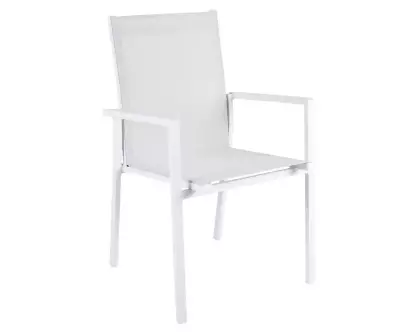 Ensemble avec chaise en métal et tissu blanc