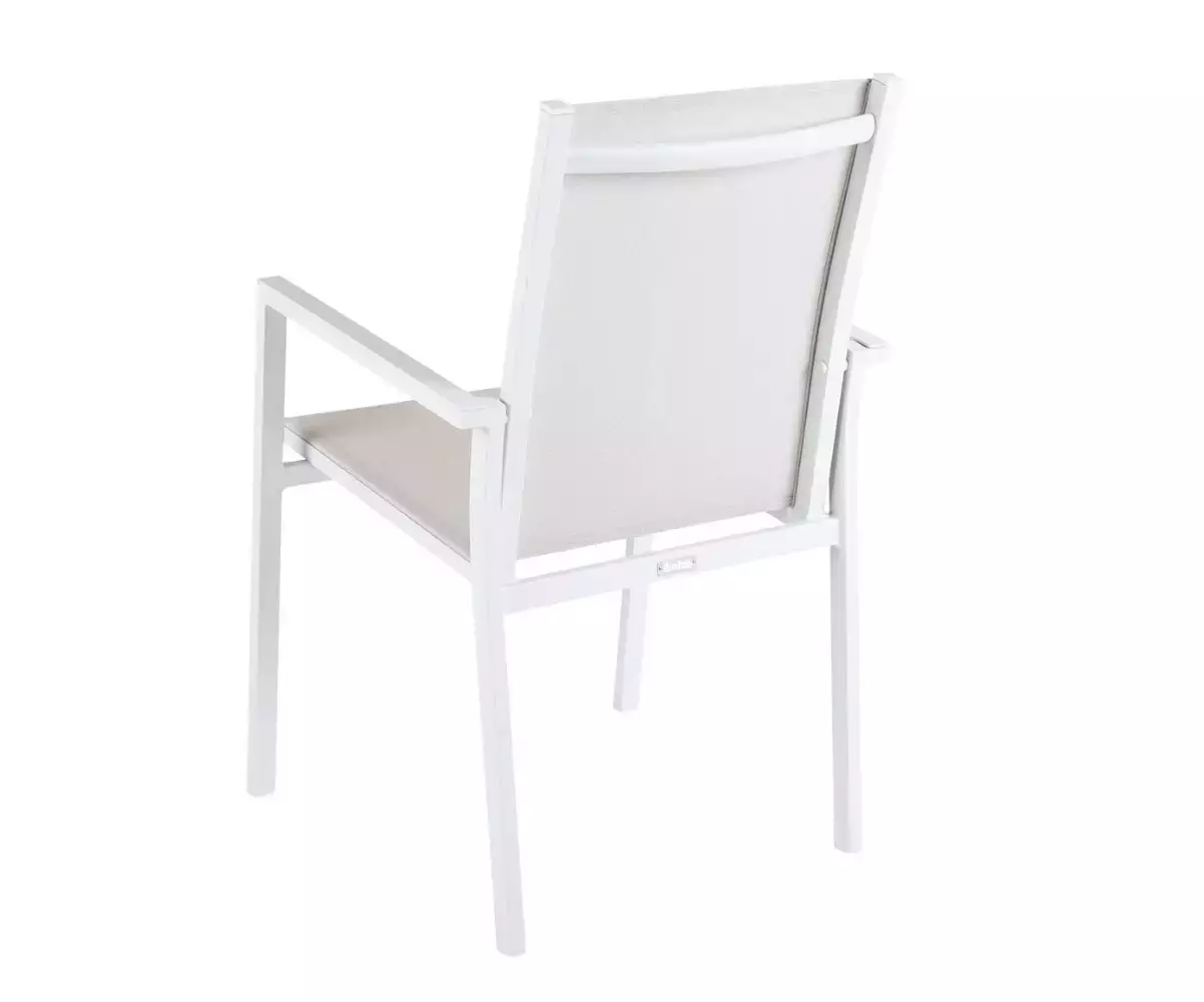 Ensemble avec chaise en métal et tissu blanc