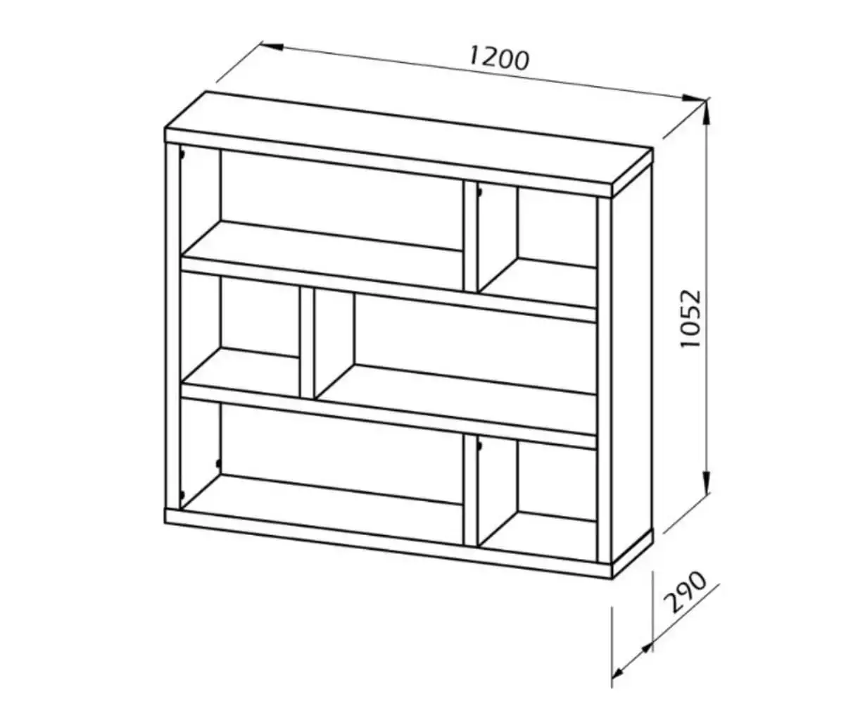 Dimensions de la Bibliothèque Arlen hauteur 105