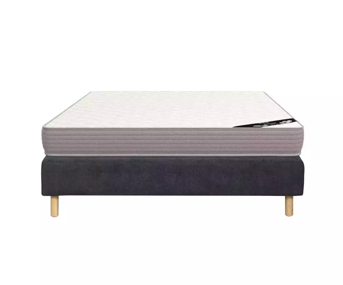 Sommier tapissier double bleu avec matelas Havel