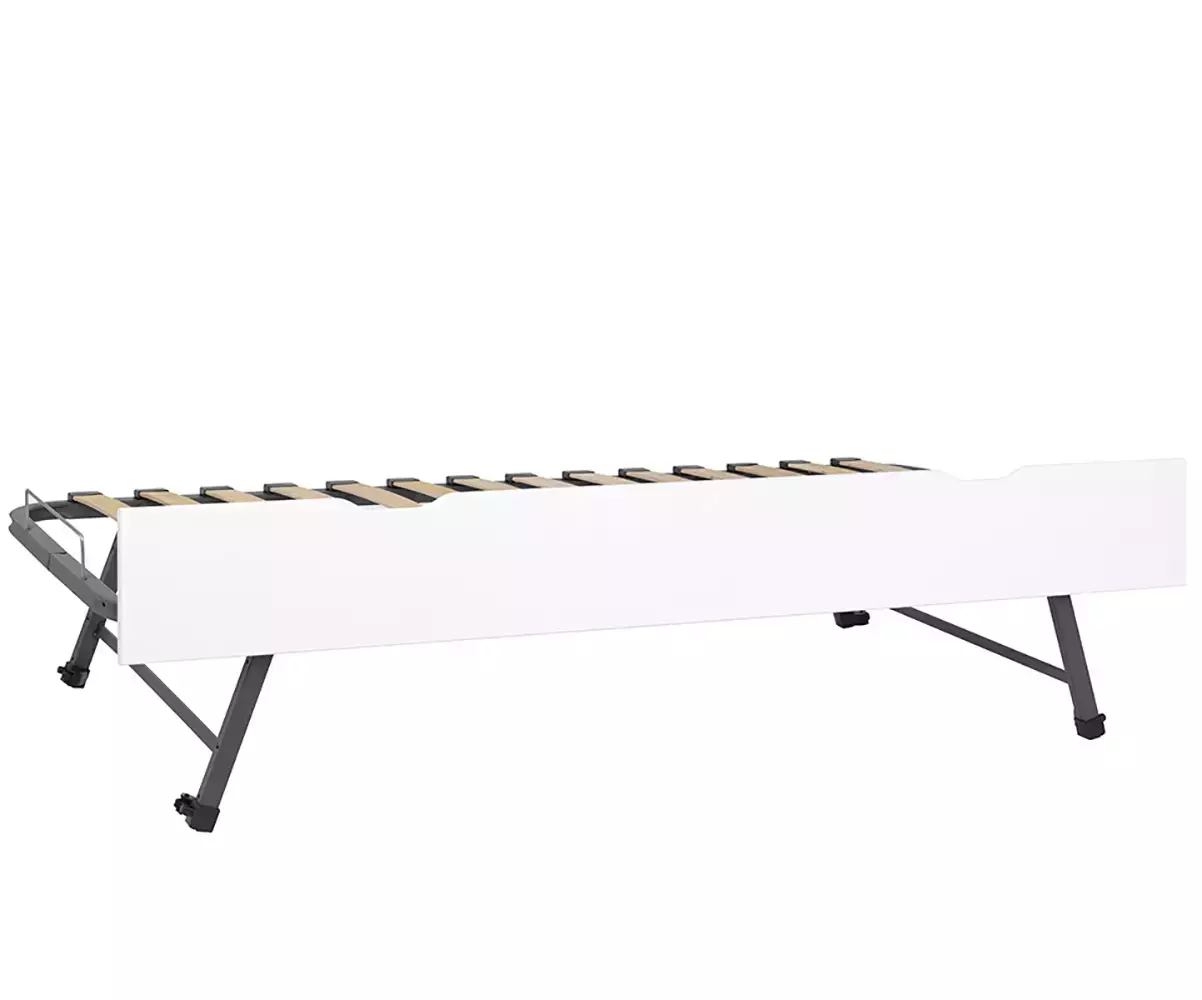 Sommier gigogne avec façade en bois massif blanc