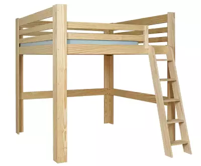 Lit mezzanine Palomar bois version basse avec lot de 3 gardes du corps en option