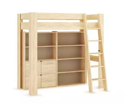 Etagères Fairview en bois naturel sous mezzanine 90