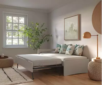 Lit gigogne adulte Lemand blanc version 2 places avec matelas