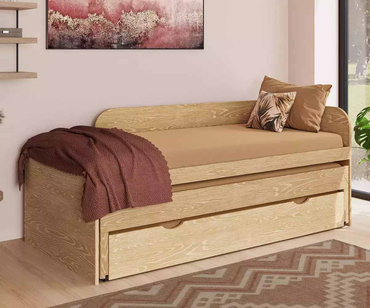 Lit banquette gigogne Ludlow en bois massif