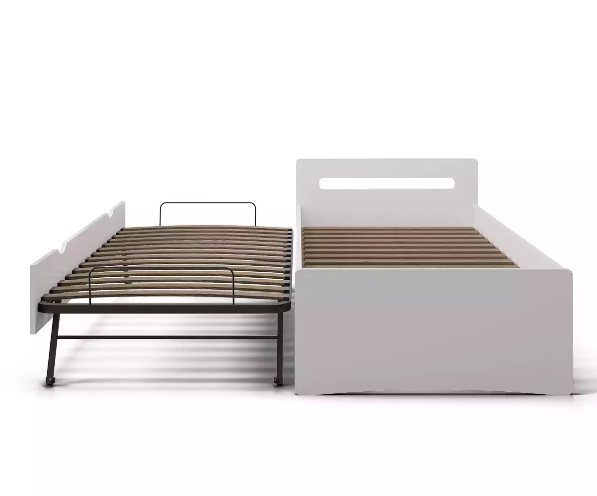 2 couchages blanc même hauteur