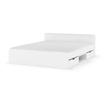 Lit double Belokan blanc avec matelas en option