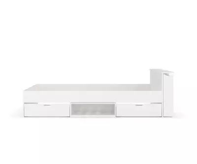 Lit double Belokan blanc avec rangements