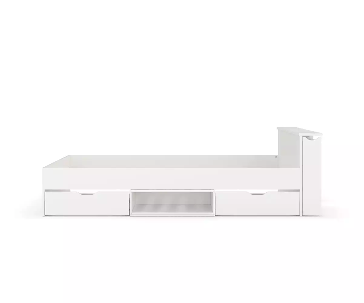 Lit double Belokan blanc avec rangements