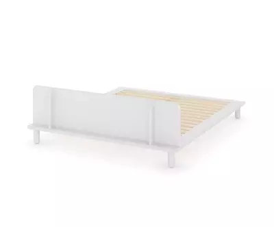 Lit double bas Erié blanc avec tête de lit pratique