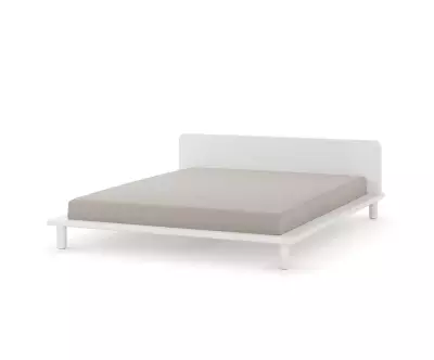 Lit double bas Erié blanc avec matelas en option