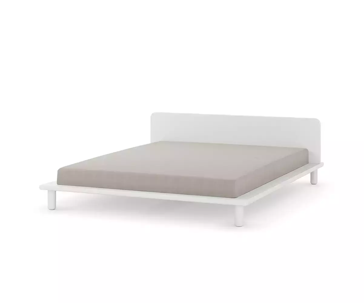 Lit double bas Erié blanc avec matelas inclus