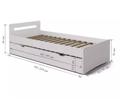 Dimensions lit gigogne Lemand avec matelas