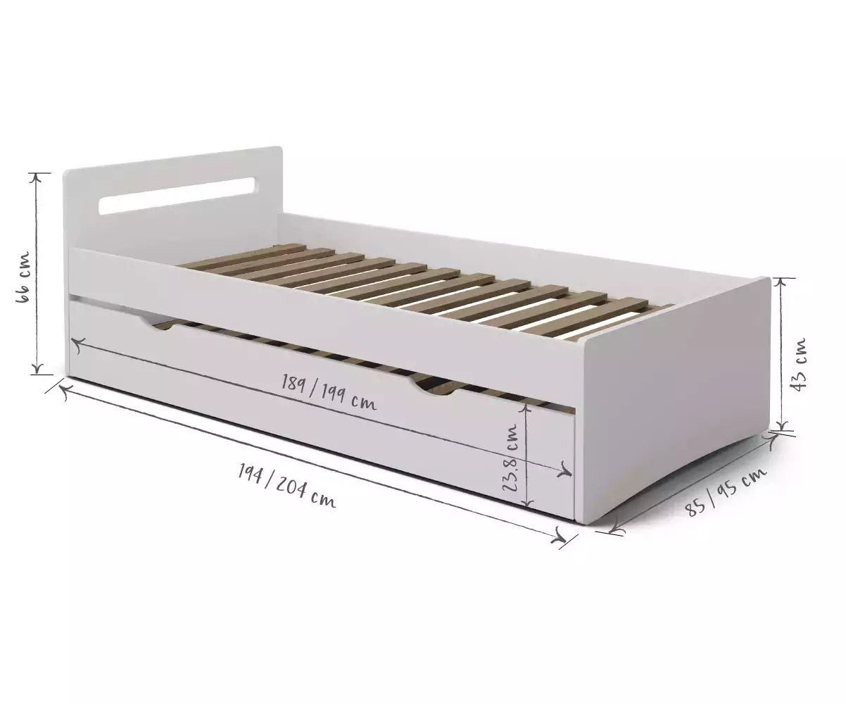 Dimensions lit gigogne Lemand avec matelas