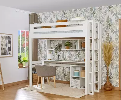 Lit mezzanine avec bureau blanc Adam