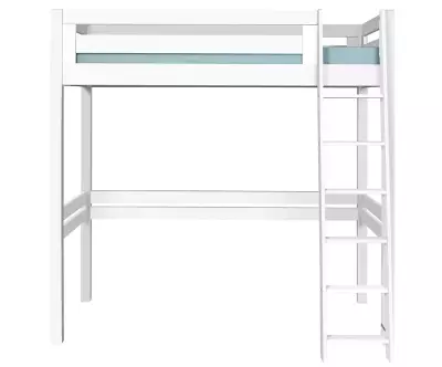 Lit mezzanine Abel blanc avec échelle oblique grand côté droit
